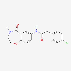 2-(4-chlorophenyl)-N-(4-methyl-5-oxo-2,3,4,5-tetrahydro-1,4-benzoxazepin-7-yl)acetamide - 922000-57-5