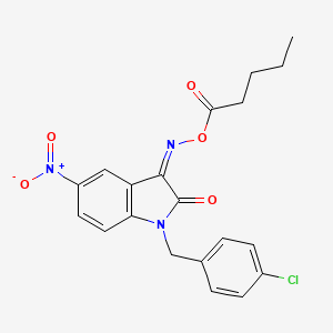 1-(4-chlorobenzyl)-5-nitro-3-[(pentanoyloxy)imino]-1,3-dihydro-2H-indol-2-one - 303998-37-0