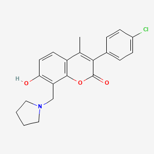 3-(4-chlorophenyl)-7-hydroxy-4-methyl-8-(pyrrolidin-1-ylmethyl)-2H-chromen-2-one - 887218-20-4