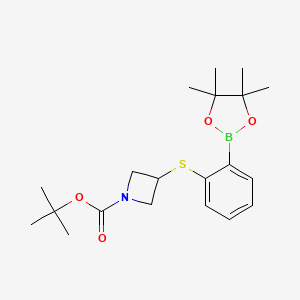 2-(N-BOC-Azetidin-3-yl)sulfanylphenylboronic acid, pinacol ester - 2377610-91-6