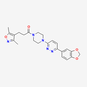 1-(4-(6-(Benzo[d][1,3]dioxol-5-yl)pyridazin-3-yl)piperazin-1-yl)-3-(3,5-dimethylisoxazol-4-yl)propan-1-one - 1207014-53-6