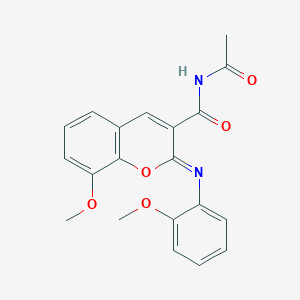 (2Z)-N-acetyl-8-methoxy-2-[(2-methoxyphenyl)imino]-2H-chromene-3-carboxamide - 389075-38-1
