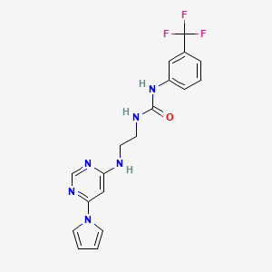 1-(2-((6-(1H-pyrrol-1-yl)pyrimidin-4-yl)amino)ethyl)-3-(3-(trifluoromethyl)phenyl)urea - 1396843-26-7