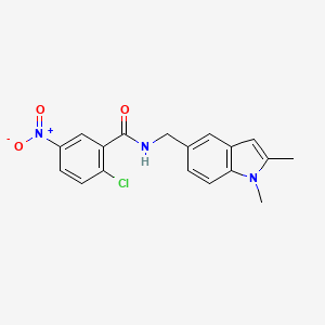 2-chloro-N-((1,2-dimethyl-1H-indol-5-yl)methyl)-5-nitrobenzamide - 892474-00-9