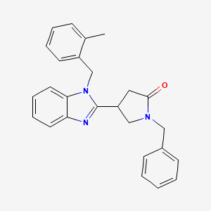 1-benzyl-4-{1-[(2-methylphenyl)methyl]-1H-1,3-benzodiazol-2-yl}pyrrolidin-2-one - 847396-49-0