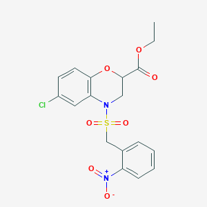 ethyl 6-chloro-4-[(2-nitrobenzyl)sulfonyl]-3,4-dihydro-2H-1,4-benzoxazine-2-carboxylate - 866134-55-6