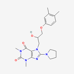 7-(3-(3,4-dimethylphenoxy)-2-hydroxypropyl)-1,3-dimethyl-8-(pyrrolidin-1-yl)-1H-purine-2,6(3H,7H)-dione - 879072-37-4