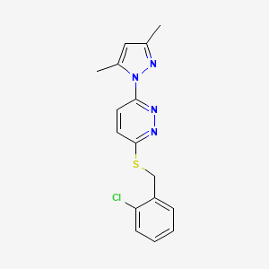 3-((2-chlorobenzyl)thio)-6-(3,5-dimethyl-1H-pyrazol-1-yl)pyridazine - 1171054-23-1