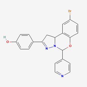 4-(9-bromo-5-(pyridin-4-yl)-5,10b-dihydro-1H-benzo[e]pyrazolo[1,5-c][1,3]oxazin-2-yl)phenol - 941946-85-6
