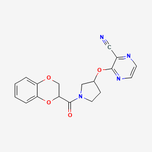 3-{[1-(2,3-dihydro-1,4-benzodioxine-2-carbonyl)pyrrolidin-3-yl]oxy}pyrazine-2-carbonitrile - 2034449-76-6