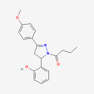 1-(5-(2-hydroxyphenyl)-3-(4-methoxyphenyl)-4,5-dihydro-1H-pyrazol-1-yl)butan-1-one - 923165-00-8