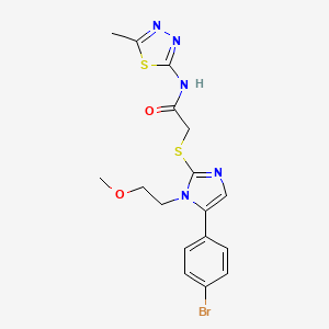 2-((5-(4-bromophenyl)-1-(2-methoxyethyl)-1H-imidazol-2-yl)thio)-N-(5-methyl-1,3,4-thiadiazol-2-yl)acetamide - 1206992-90-6