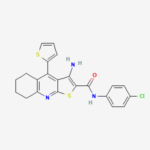 3-amino-N-(4-chlorophenyl)-4-(thiophen-2-yl)-5,6,7,8-tetrahydrothieno[2,3-b]quinoline-2-carboxamide - 384358-55-8