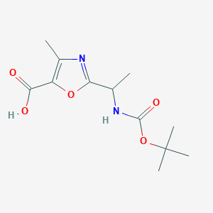 2-(1-{[(tert-butoxy)carbonyl]amino}ethyl)-4-methyl-1,3-oxazole-5-carboxylic acid - 2490432-82-9