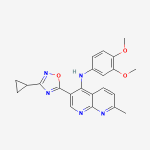 3-(3-cyclopropyl-1,2,4-oxadiazol-5-yl)-N-(3,4-dimethoxyphenyl)-7-methyl-1,8-naphthyridin-4-amine - 1251577-58-8