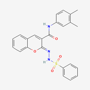 (2Z)-2-(benzenesulfonamidoimino)-N-(3,4-dimethylphenyl)-2H-chromene-3-carboxamide - 866342-32-7