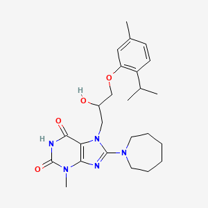 8-(azepan-1-yl)-7-(2-hydroxy-3-(2-isopropyl-5-methylphenoxy)propyl)-3-methyl-1H-purine-2,6(3H,7H)-dione - 941937-44-6