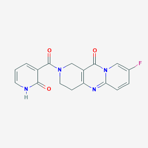 13-fluoro-5-(2-oxo-1H-pyridine-3-carbonyl)-1,5,9-triazatricyclo[8.4.0.03,8]tetradeca-3(8),9,11,13-tetraen-2-one - 2034275-90-4
