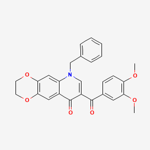 6-benzyl-8-(3,4-dimethoxybenzoyl)-2H,3H,6H,9H-[1,4]dioxino[2,3-g]quinolin-9-one - 866808-16-4
