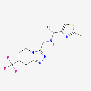 2-methyl-N-((7-(trifluoromethyl)-5,6,7,8-tetrahydro-[1,2,4]triazolo[4,3-a]pyridin-3-yl)methyl)thiazole-4-carboxamide - 2034381-44-5