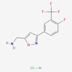 [3-[4-Fluoro-3-(trifluoromethyl)phenyl]-1,2-oxazol-5-yl]methanamine;hydrochloride - 1883698-79-0