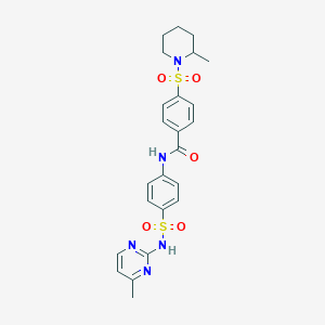 4-((2-methylpiperidin-1-yl)sulfonyl)-N-(4-(N-(4-methylpyrimidin-2-yl)sulfamoyl)phenyl)benzamide - 868212-63-9