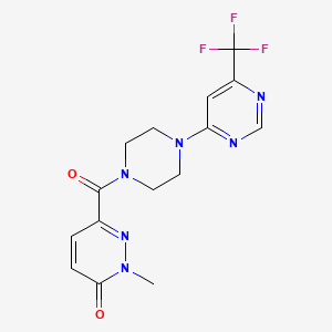 2-methyl-6-(4-(6-(trifluoromethyl)pyrimidin-4-yl)piperazine-1-carbonyl)pyridazin-3(2H)-one - 2034349-54-5