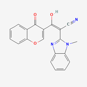 (E)-2-(1-methyl-1H-benzo[d]imidazol-2(3H)-ylidene)-3-oxo-3-(4-oxo-4H-chromen-3-yl)propanenitrile - 477553-99-4