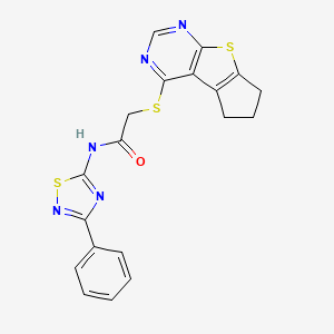 2-((6,7-dihydro-5H-cyclopenta[4,5]thieno[2,3-d]pyrimidin-4-yl)thio)-N-(3-phenyl-1,2,4-thiadiazol-5-yl)acetamide - 727688-85-9