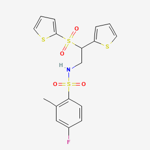 4-fluoro-2-methyl-N-[2-(thiophen-2-yl)-2-(thiophene-2-sulfonyl)ethyl]benzene-1-sulfonamide - 896349-02-3