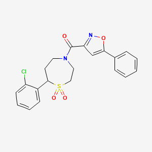 (7-(2-Chlorophenyl)-1,1-dioxido-1,4-thiazepan-4-yl)(5-phenylisoxazol-3-yl)methanone - 2034459-03-3