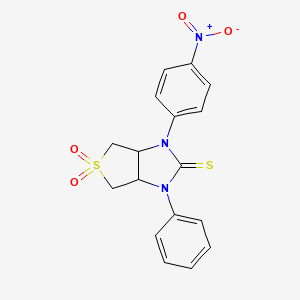 1-(4-nitrophenyl)-3-phenyltetrahydro-1H-thieno[3,4-d]imidazole-2(3H)-thione 5,5-dioxide - 946359-30-4