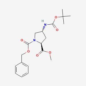 (2S,4R)-1-Benzyl 2-methyl 4-((tert-butoxycarbonyl)amino)pyrrolidine-1,2-dicarboxylate - 189215-90-5