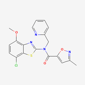 N-(7-chloro-4-methoxy-1,3-benzothiazol-2-yl)-3-methyl-N-[(pyridin-2-yl)methyl]-1,2-oxazole-5-carboxamide - 946228-80-4
