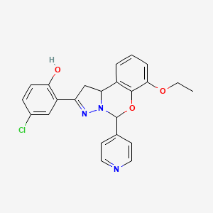 4-chloro-2-(7-ethoxy-5-(pyridin-4-yl)-5,10b-dihydro-1H-benzo[e]pyrazolo[1,5-c][1,3]oxazin-2-yl)phenol - 900003-77-2