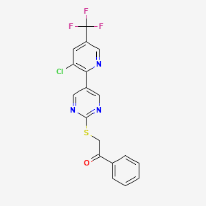 2-({5-[3-Chloro-5-(trifluoromethyl)-2-pyridinyl]-2-pyrimidinyl}sulfanyl)-1-phenyl-1-ethanone - 344263-20-3