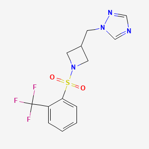 1-((1-((2-(trifluoromethyl)phenyl)sulfonyl)azetidin-3-yl)methyl)-1H-1,2,4-triazole - 2176202-16-5
