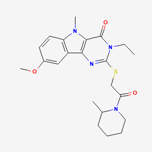 3-ethyl-8-methoxy-5-methyl-2-{[2-(2-methylpiperidin-1-yl)-2-oxoethyl]sulfanyl}-3H,4H,5H-pyrimido[5,4-b]indol-4-one - 1113123-42-4