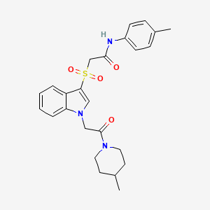 2-((1-(2-(4-methylpiperidin-1-yl)-2-oxoethyl)-1H-indol-3-yl)sulfonyl)-N-(p-tolyl)acetamide - 878059-16-6