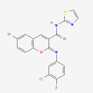 (2Z)-6-bromo-2-[(3-chloro-4-fluorophenyl)imino]-N-(1,3-thiazol-2-yl)-2H-chromene-3-carboxamide - 1327172-95-1