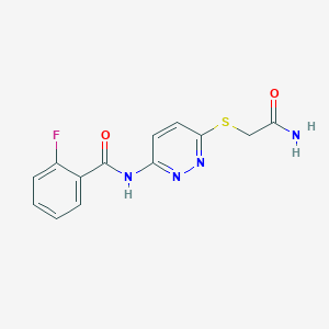 N-(6-((2-amino-2-oxoethyl)thio)pyridazin-3-yl)-2-fluorobenzamide - 1021057-08-8