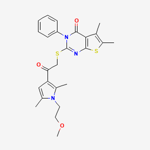 2-({2-[1-(2-methoxyethyl)-2,5-dimethyl-1H-pyrrol-3-yl]-2-oxoethyl}sulfanyl)-5,6-dimethyl-3-phenyl-3H,4H-thieno[2,3-d]pyrimidin-4-one - 690960-40-8