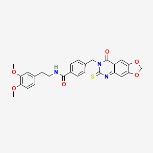 N-[2-(3,4-dimethoxyphenyl)ethyl]-4-({8-oxo-6-sulfanylidene-2H,5H,6H,7H,8H-[1,3]dioxolo[4,5-g]quinazolin-7-yl}methyl)benzamide - 688055-80-3
