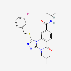 N-(sec-butyl)-1-((3-fluorobenzyl)thio)-4-isobutyl-5-oxo-4,5-dihydro-[1,2,4]triazolo[4,3-a]quinazoline-8-carboxamide - 1114830-53-3
