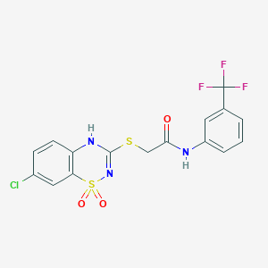 2-[(7-chloro-1,1-dioxo-4H-1lambda6,2,4-benzothiadiazin-3-yl)sulfanyl]-N-[3-(trifluoromethyl)phenyl]acetamide - 899734-40-8