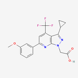 2-(3-Cyclopropyl-6-(3-methoxyphenyl)-4-(trifluoromethyl)-1H-pyrazolo[3,4-b]pyridin-1-yl)acetic acid - 937606-18-3