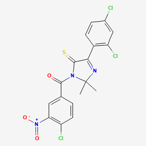 1-(4-chloro-3-nitrobenzoyl)-4-(2,4-dichlorophenyl)-2,2-dimethyl-2,5-dihydro-1H-imidazole-5-thione - 899782-02-6