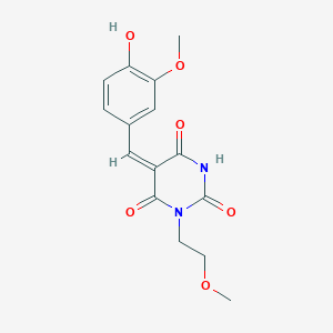 (5E)-5-[(4-hydroxy-3-methoxyphenyl)methylidene]-1-(2-methoxyethyl)-1,3-diazinane-2,4,6-trione - 551931-25-0