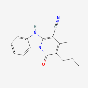 13-hydroxy-11-methyl-12-propyl-1,8-diazatricyclo[7.4.0.0?,?]trideca-2,4,6,8,10,12-hexaene-10-carbonitrile - 848686-82-8