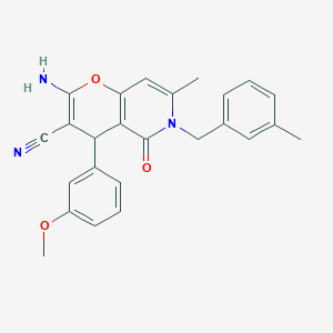 2-amino-4-(3-methoxyphenyl)-7-methyl-6-(3-methylbenzyl)-5-oxo-5,6-dihydro-4H-pyrano[3,2-c]pyridine-3-carbonitrile - 880794-70-7